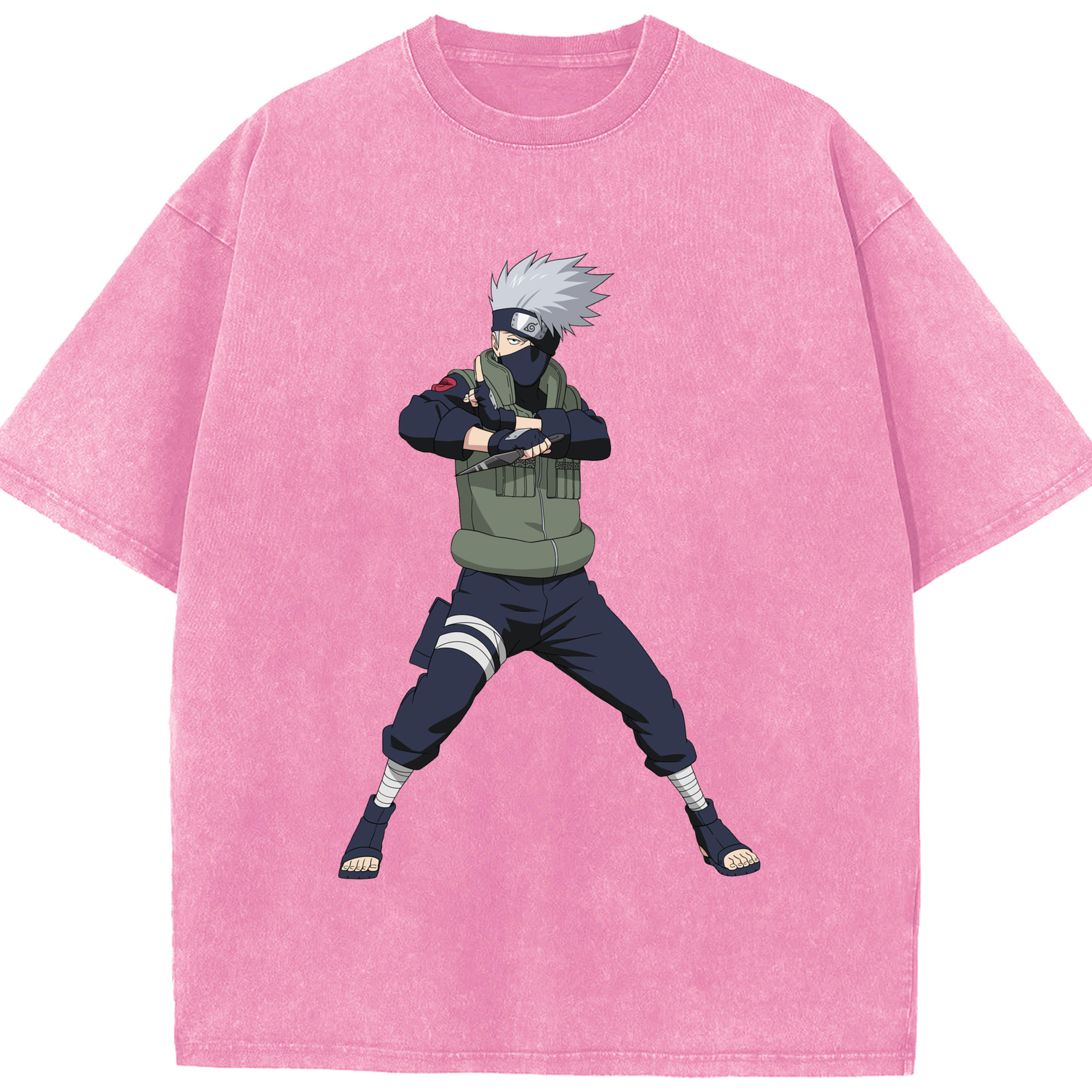 （画像用） NARUTO -ナルト- はたけ カカシ Hatake Kakashi 綿100% ヴィンテージ風 半袖Tシャツ（フロントプリント）